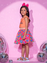 Barbie's Girls Peach Top with Skirt Co-ordinate set