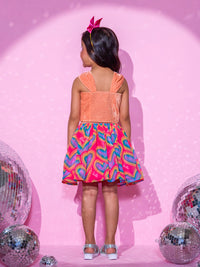 Barbie's Girls Peach Top with Skirt Co-ordinate set