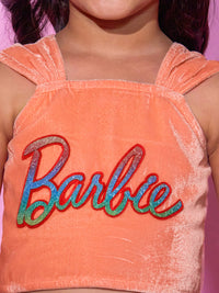 Barbie's Girls Peach Top with Skirt Co-ordinate set