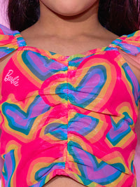 Barbie's Girls Peach Top with Pant Co-ordinate set