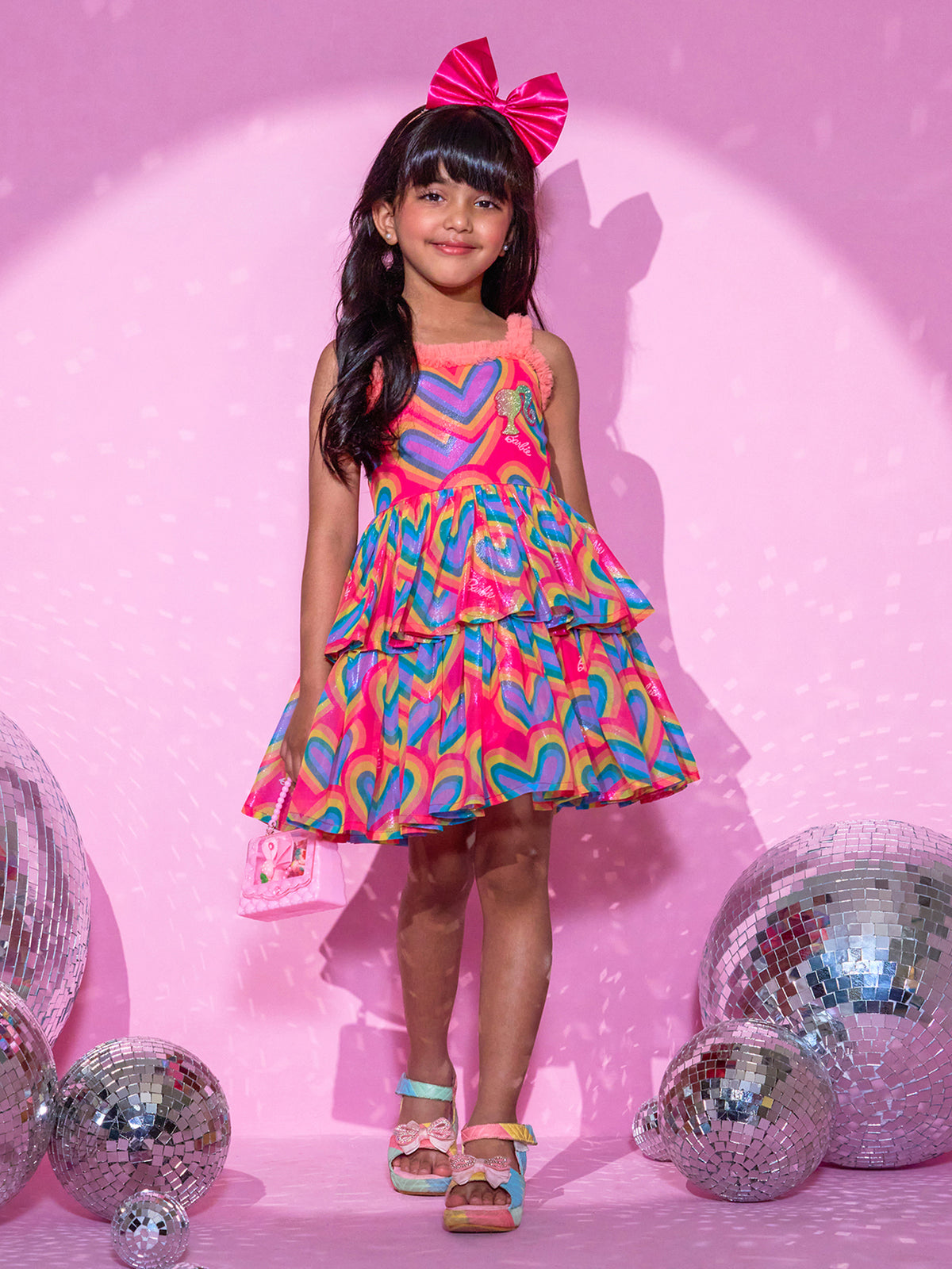 Barbie's Girls Peach Two Layered Dress