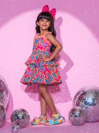 Barbie's Girls Peach Two Layered Dress