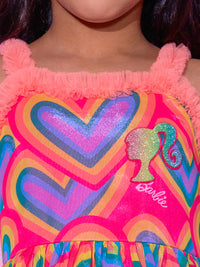 Barbie's Girls Peach Two Layered Dress