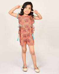 Sassy Boho Girls Orange Jumpsuit From The Sibling Collection