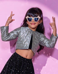 Barbie's Girls Silver Shimmer Rockstar Shrug