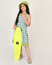 Sassy Boho Girls Green Cut-outs At Waist Dress From The Sibling Collection