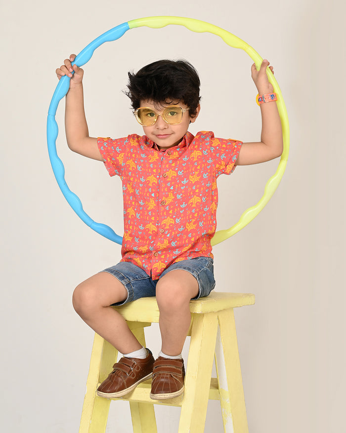 Sassy Boho Boys Orange Shirt From The Sibling Collection