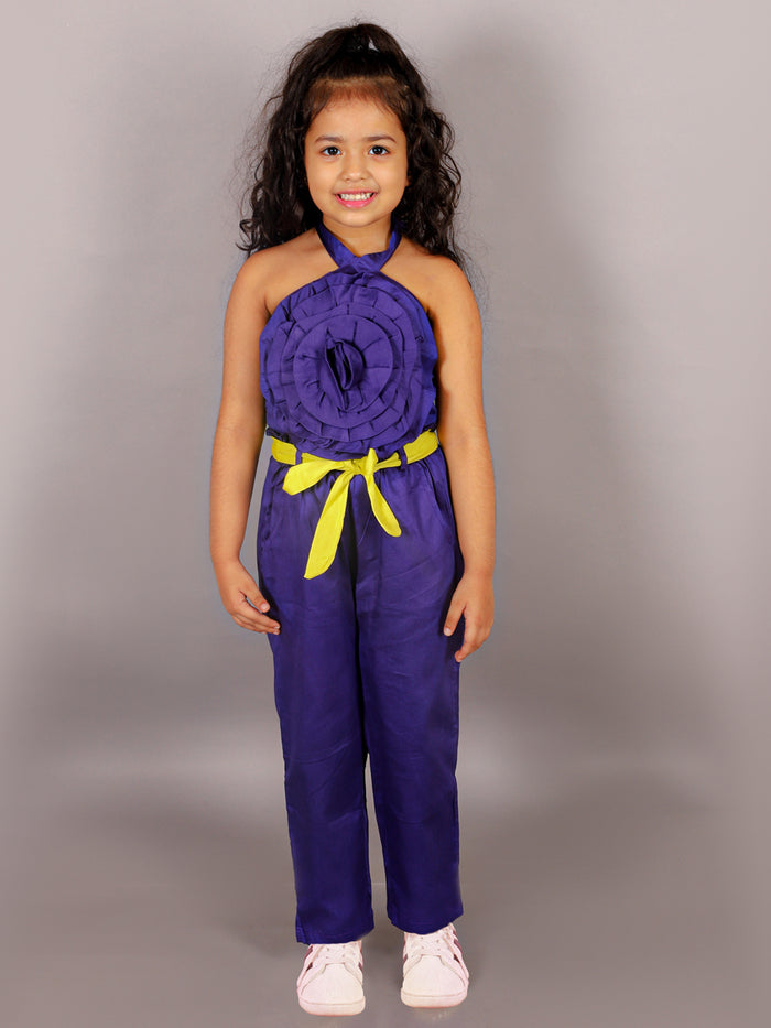 Girls Purple Co Ord Sets With 3D Rose On Top