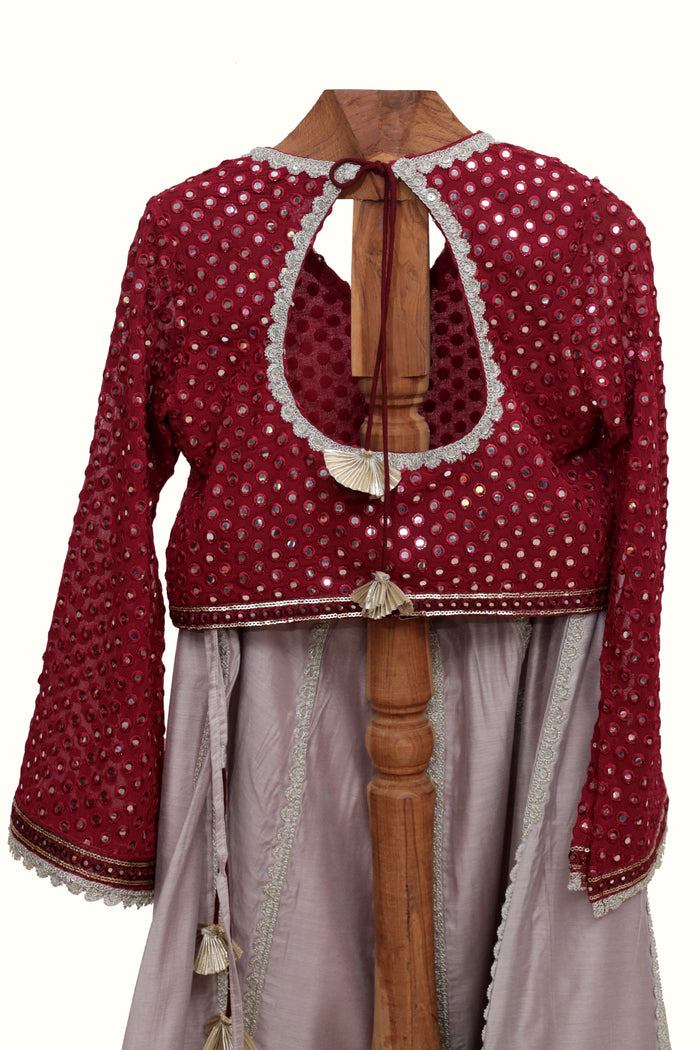 Chanderi Silk Lehenga With Mirror Work Choli And Net Dupatta