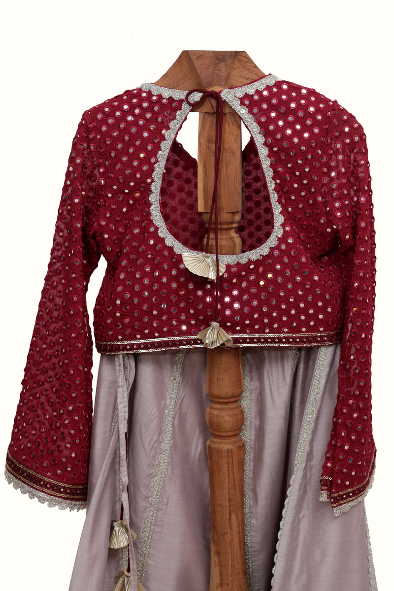 Chanderi Silk Lehenga With Mirror Work Choli And Net Dupatta
