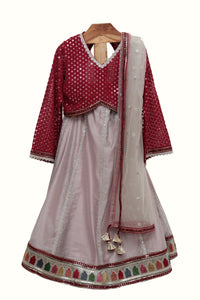Chanderi Silk Lehenga With Mirror Work Choli And Net Dupatta