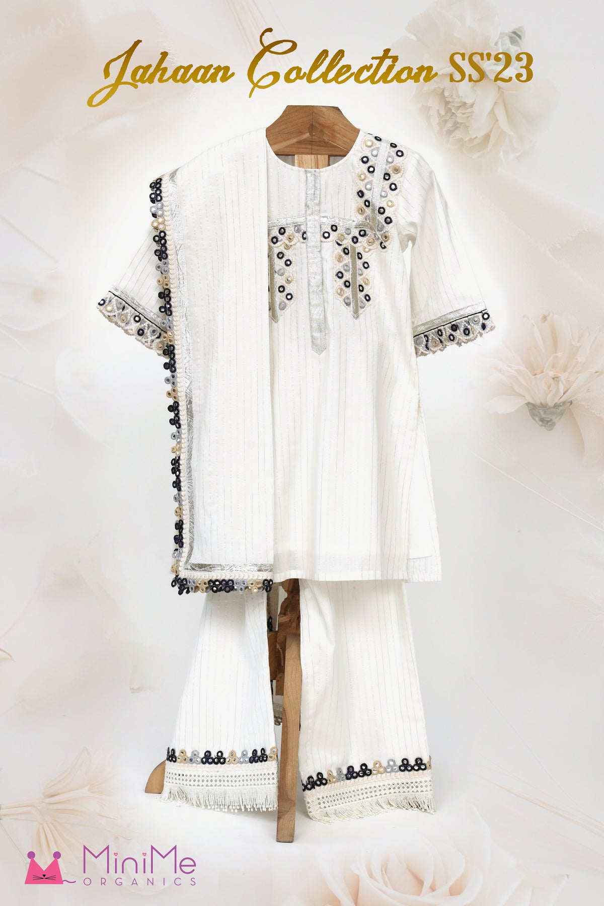 Silver Lurex Kurta And Palazzo Set With Embroidery