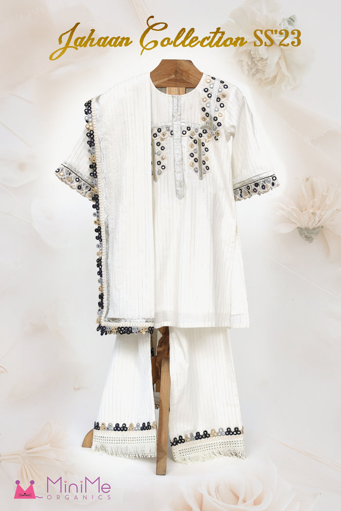 Silver Lurex Kurta And Palazzo Set With Embroidery