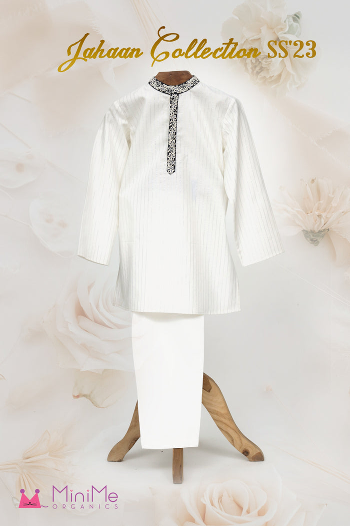 Silver Lurex Kurta With Glaze Cotton Pyjama