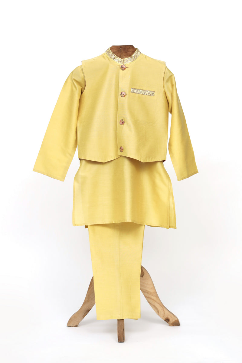 Cotton Silk Kurta Pyjama With Jacket