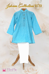 Chanderi Sequin Emboidered Kurta With Glaze Cotton Pyjama