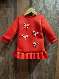 Mini Bows Pleated Dress