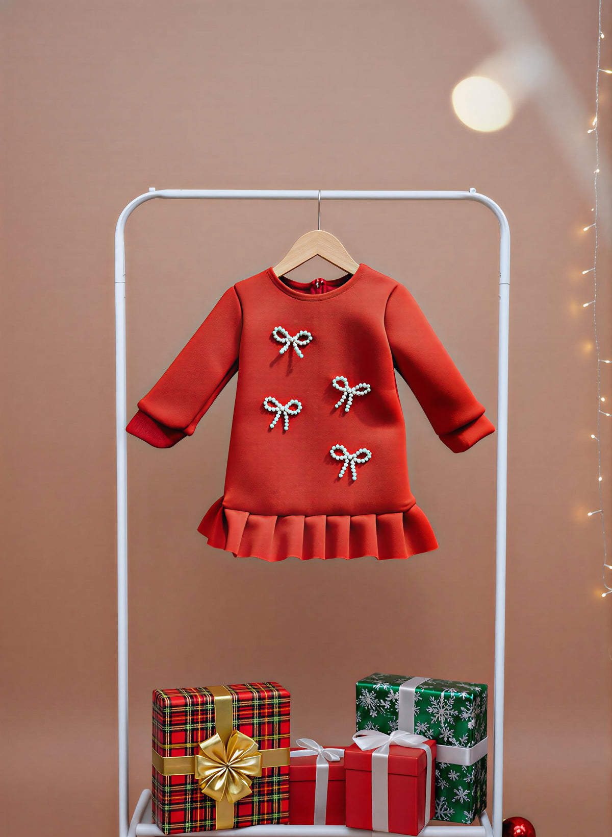 Mini Bows Pleated Dress