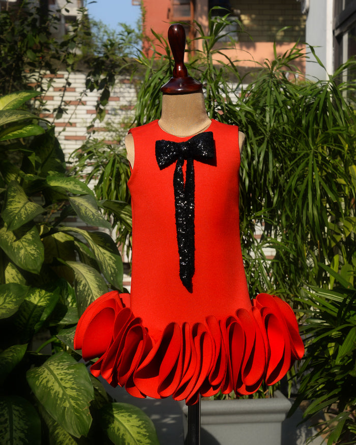 Cherry A_line Ruffle dress
