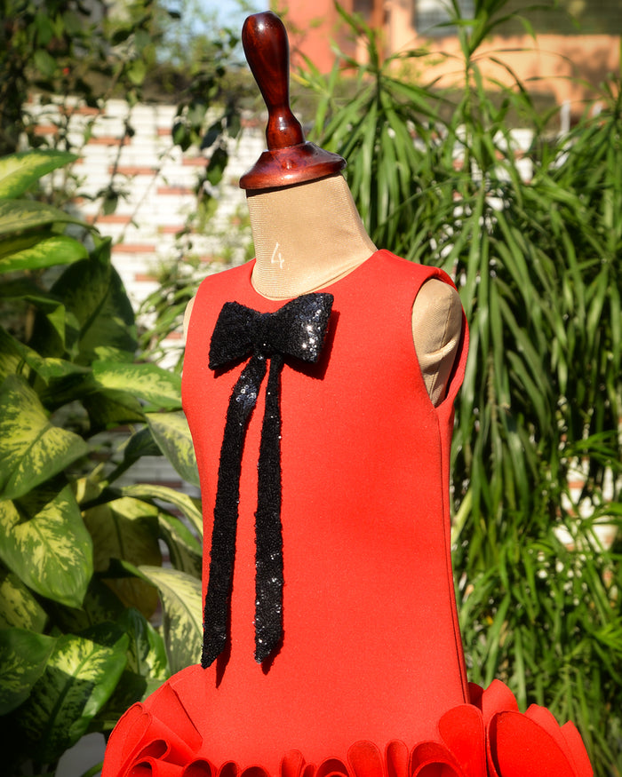 Cherry A_line Ruffle dress