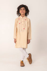 NECK EMBROIDERY KURTA IN GOLDEN COLOUR