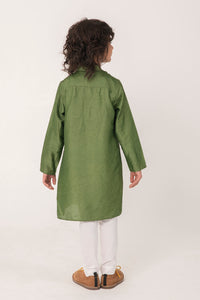 CHEST MOTIF GREEN KURTA