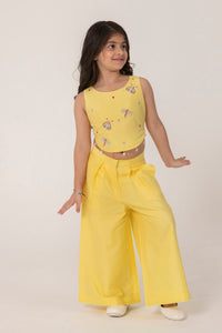 YELLOW  COORD SET WITH CUTE INSECT EMBROIDERY