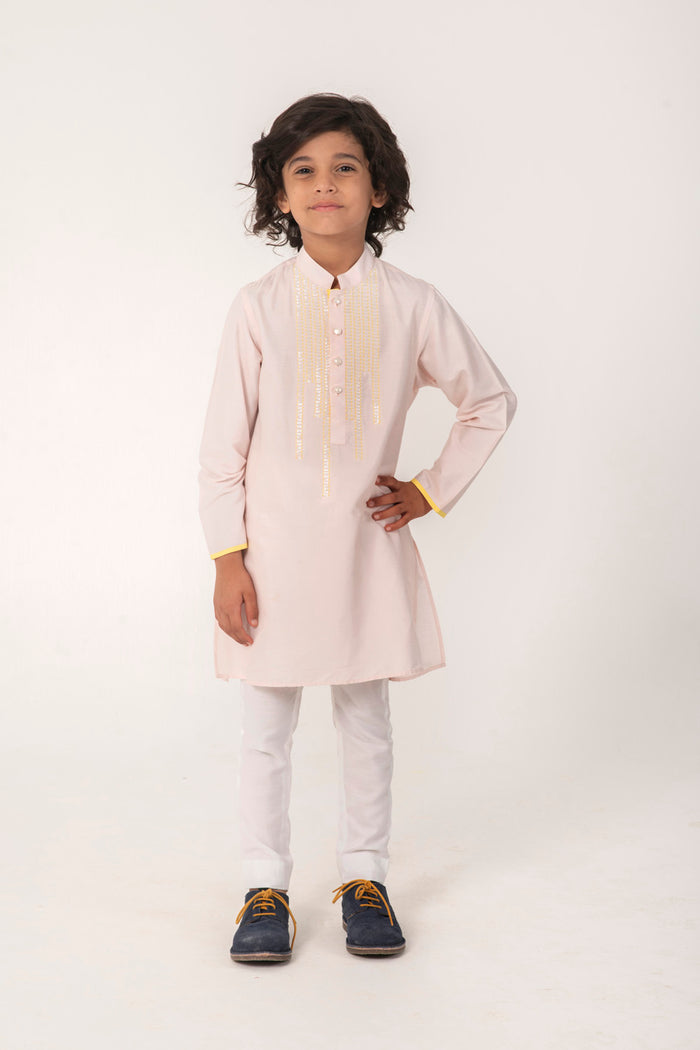 NECK EMBROIDERY KURTA IN GOLDEN COLOUR