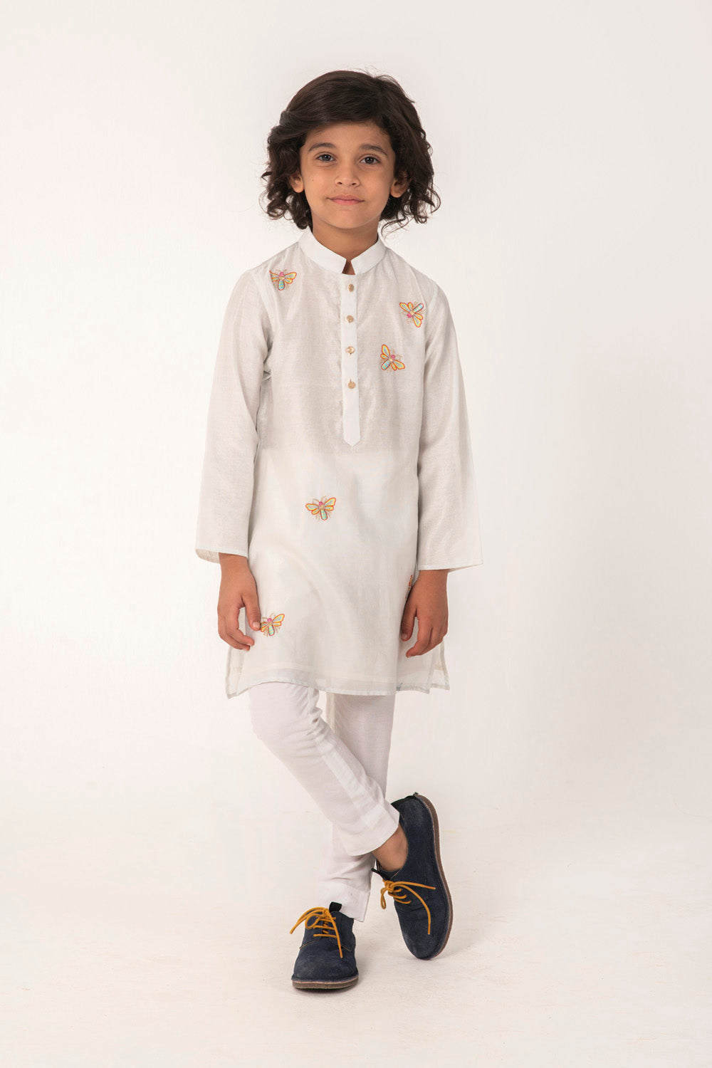 Delicate Bumblebee All-Over Embroidery Kurta