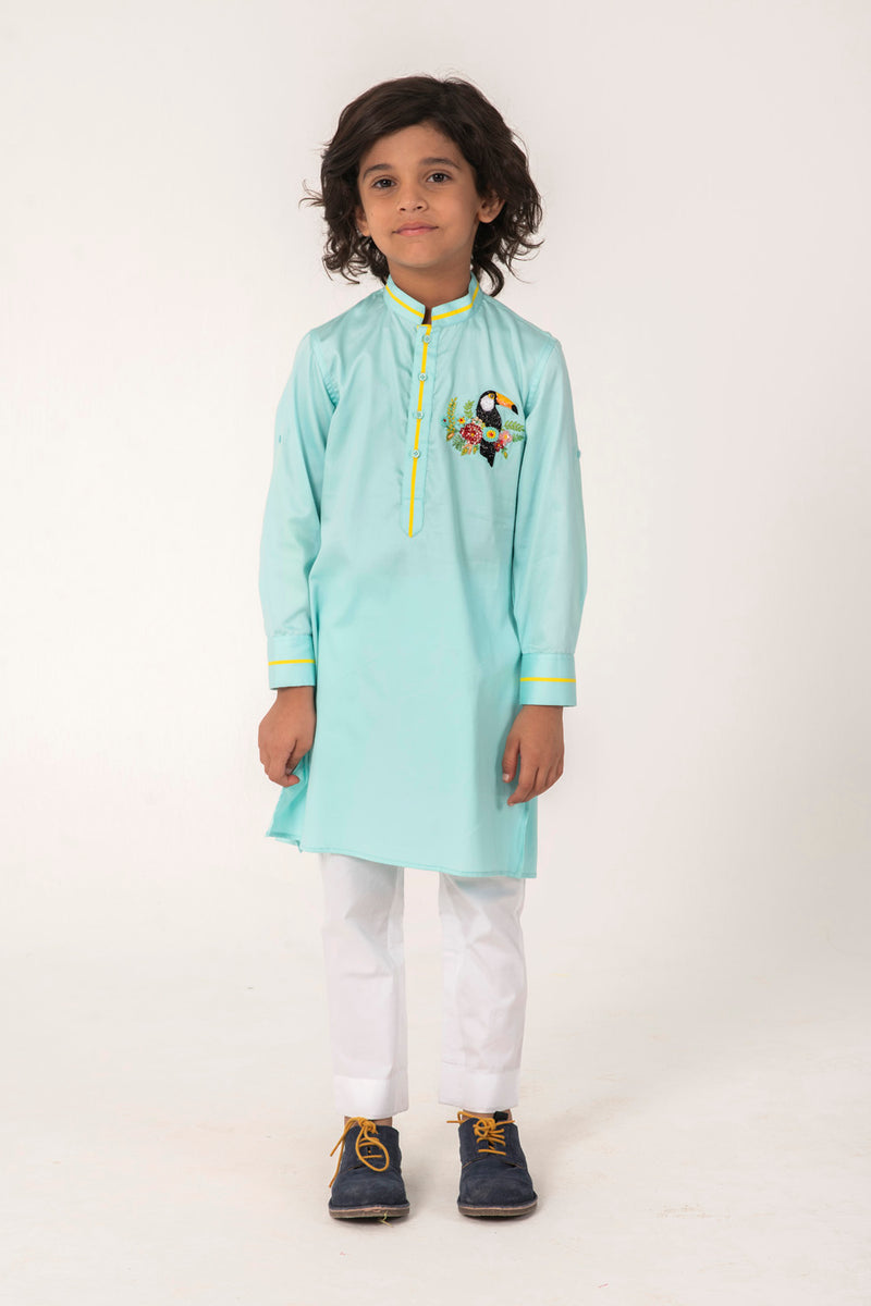 TOUCAN BIRD EMBROIDERY KURTA