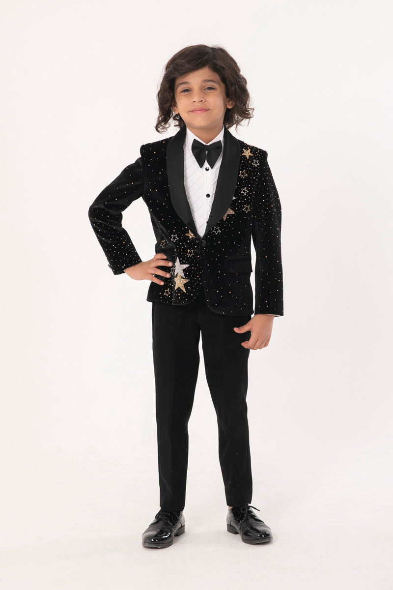SHIMMERY HEAY EMBROIDERED TUXEDO IN VELVET