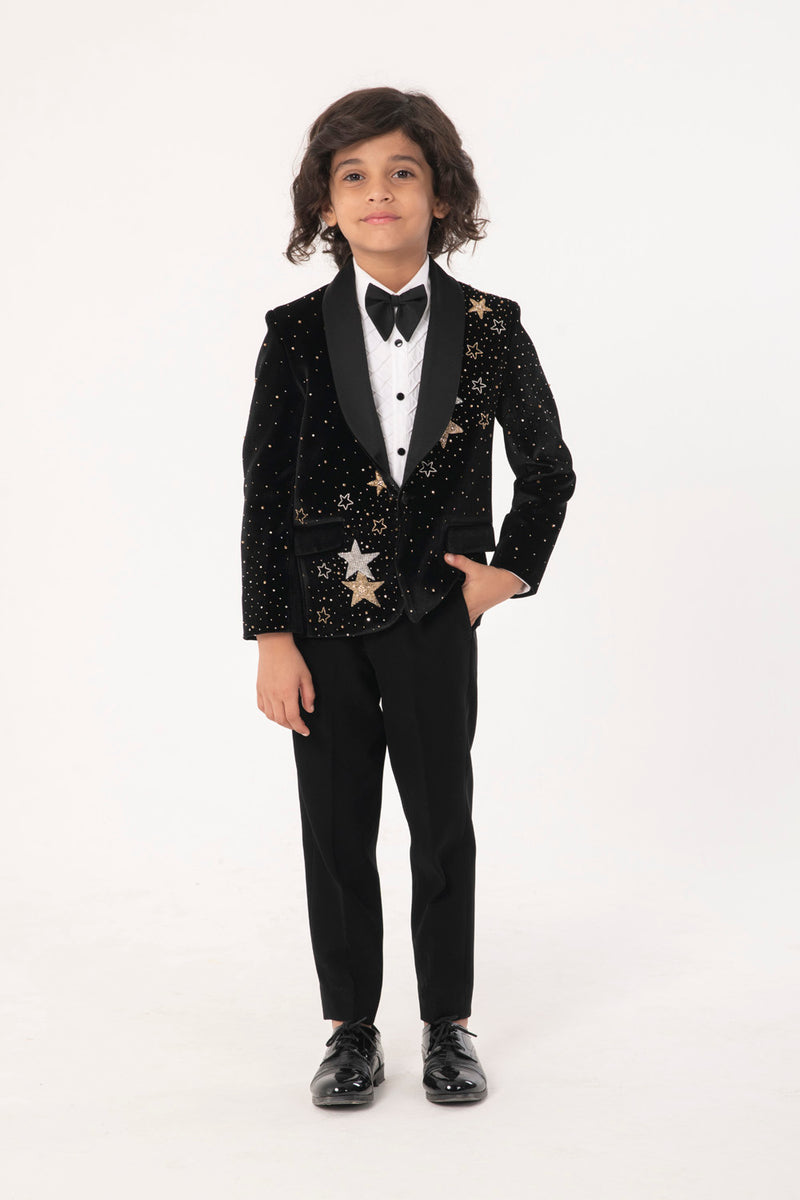 SHIMMERY HEAY EMBROIDERED TUXEDO IN VELVET
