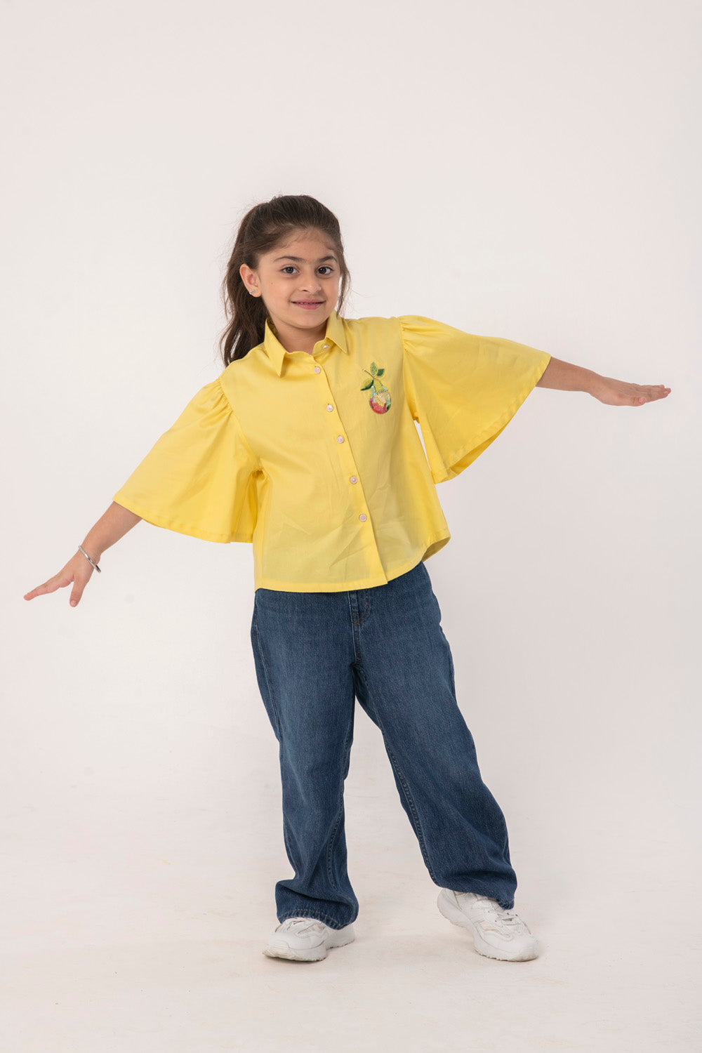 PEAR EMBROIDERED SHIRT WITH BELL SLEEVES