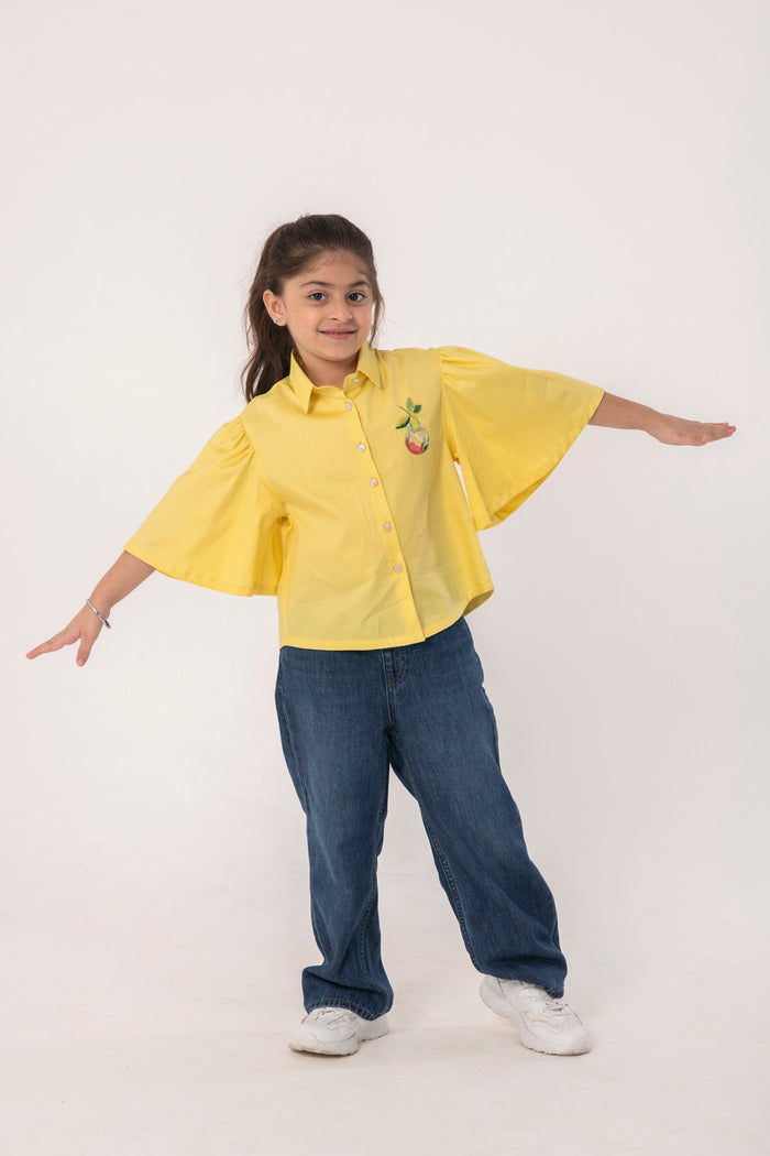 PEAR EMBROIDERED SHIRT WITH BELL SLEEVES