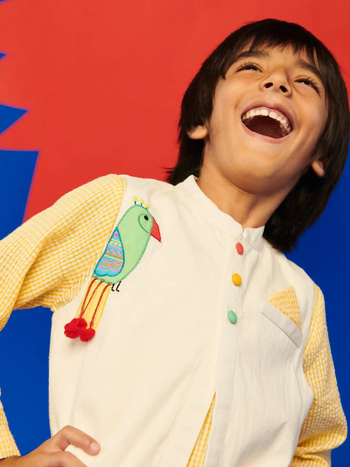 Waffle Kurta With Mitthu Jacket Set