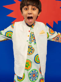 Blue Mandana Kurta Jacket Set