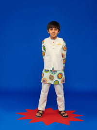 Blue Mandana Kurta Jacket Set