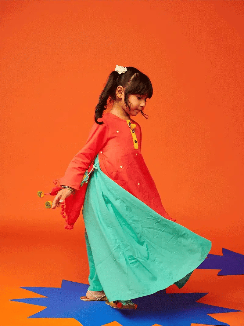 Pink Pom Pom Kurta Dress