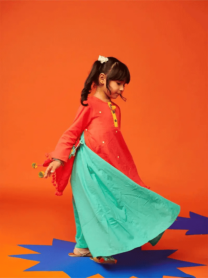 Pink Pom Pom Kurta Dress