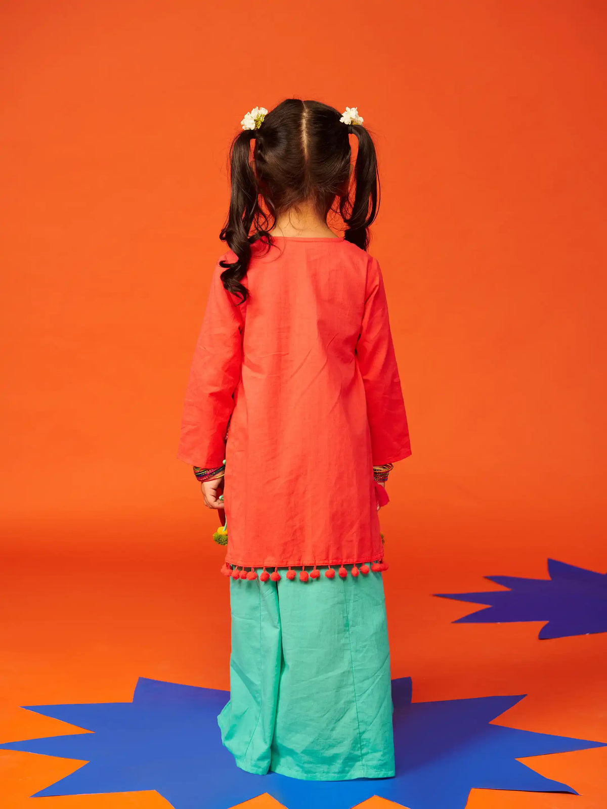 Pink Pom Pom Kurta Dress