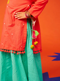 Pink Pom Pom Kurta Dress