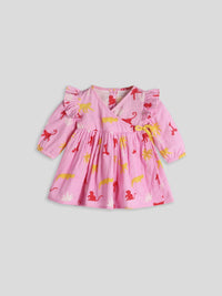 Pink Printed Panchatantra Dress
