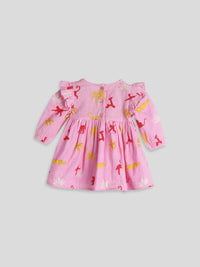 Pink Printed Panchatantra Dress
