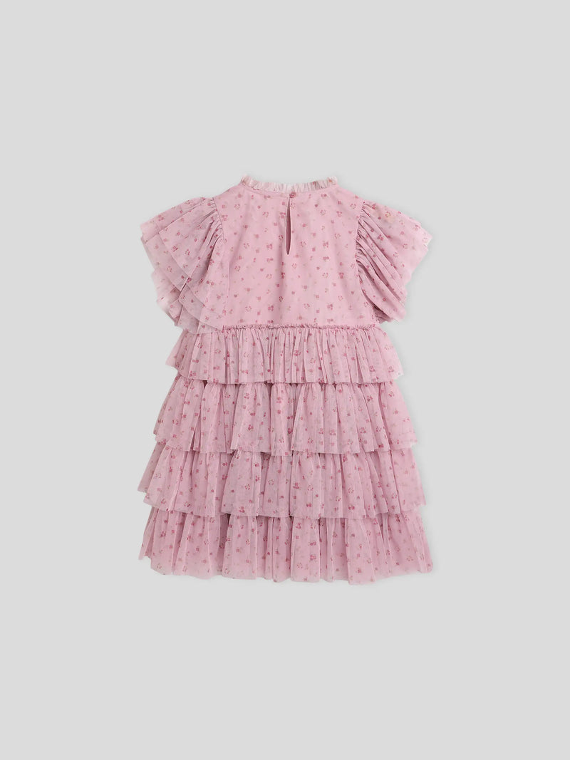 Printed Tulle Flounce Dress