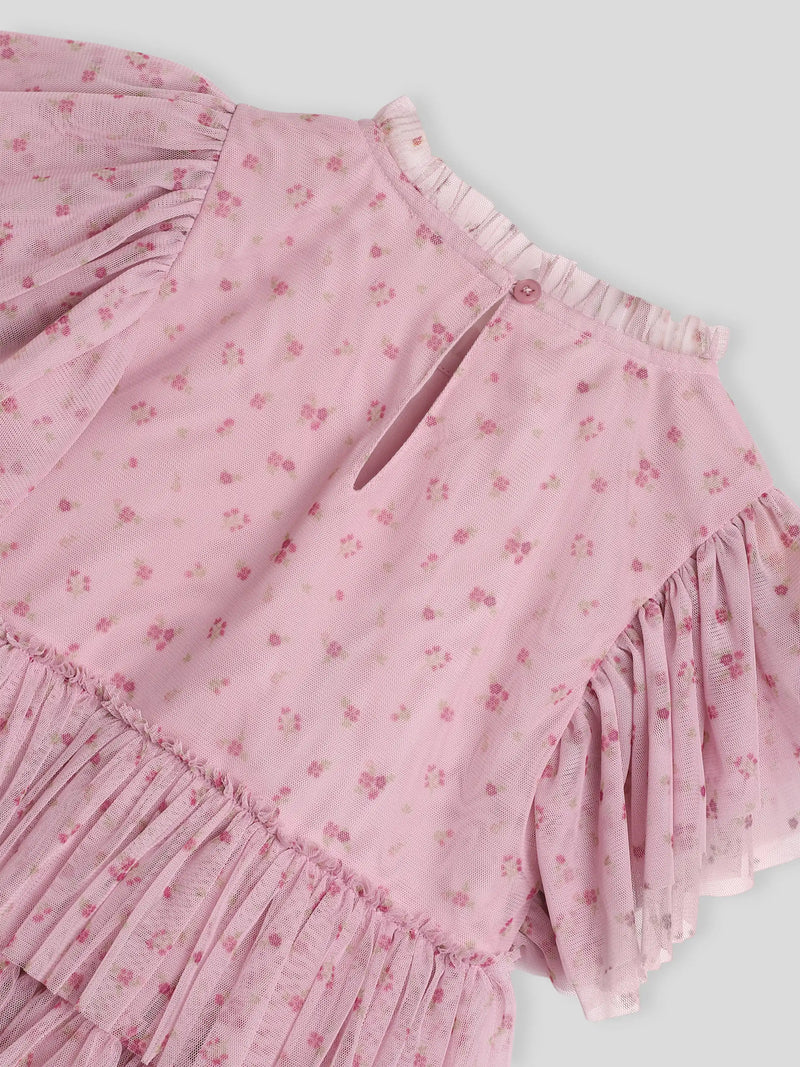 Printed Tulle Flounce Dress