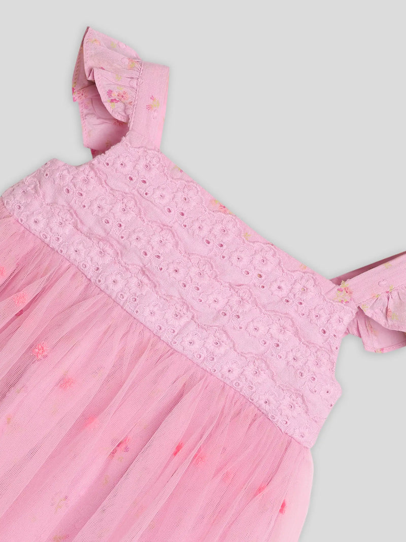 Mesh Pink Romper Dress
