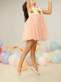 Pink Floral Tulle Dress
