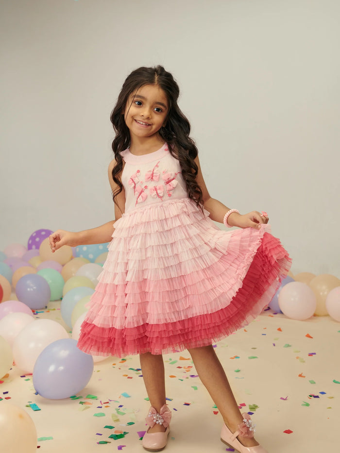 Ombre Flounce Tulle Dress