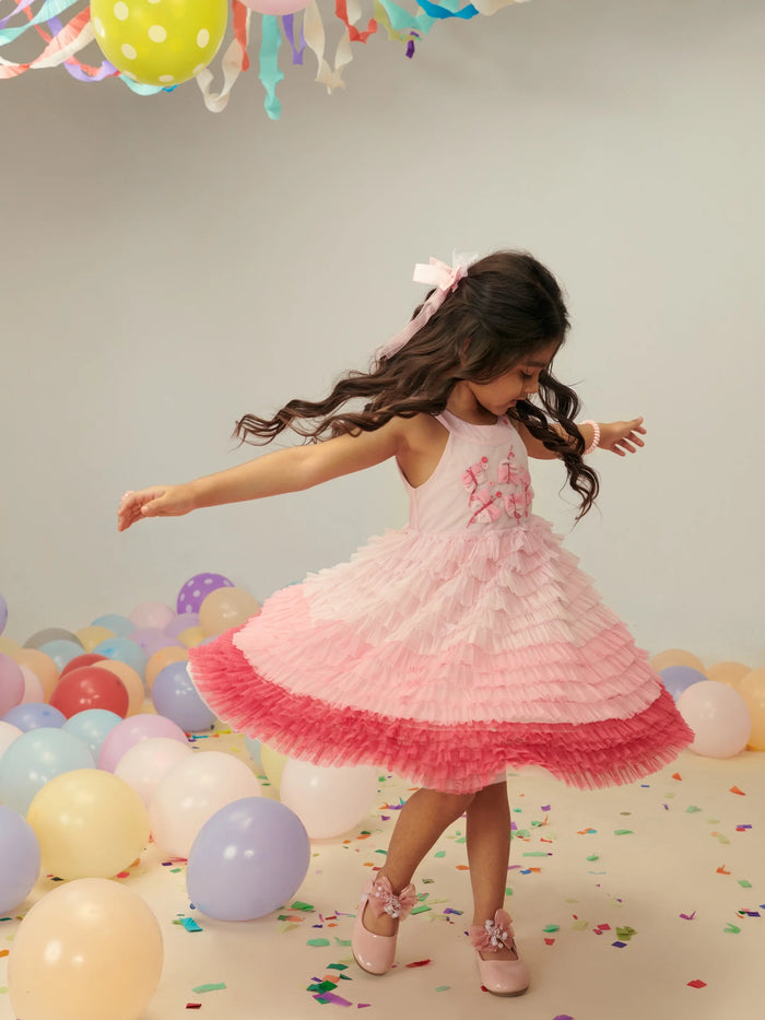Ombre Flounce Tulle Dress
