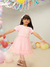 Pink Mesh Dress Set Of 3